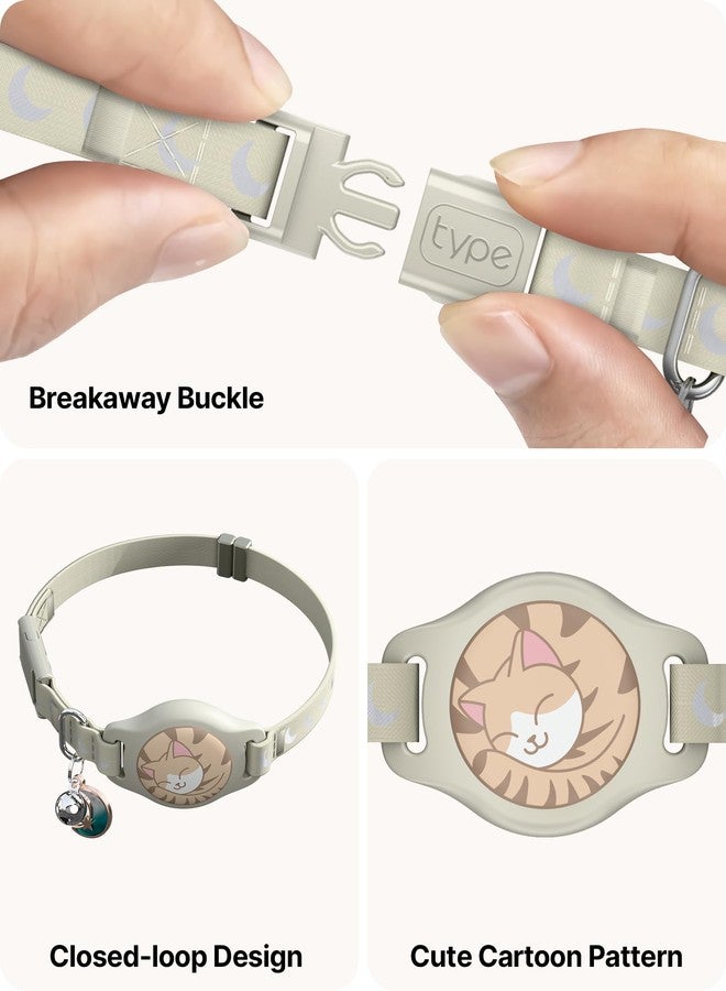 typecase Cat Collar with Airtag Holder, Breakaway Airtag Cat Collar for Apple Air Tag with Luminous & Reflective Pattern, Waterproof GPS Cat Tracker Collars for Boy Girl Cats Kittens with Bell, Khaki (8-12") - Image 5